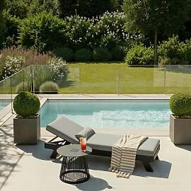 Gartenliege Susa Grau Metall/Outdoorstoff