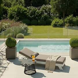 Gartenliege Susa Hellgrau Metall/Outdoorstoff