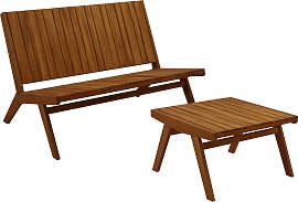 Gartenmöbel Bank 2-Sitzer und Couchtisch aus