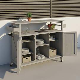 Gartenschrank Jada Grau aus Echtholz