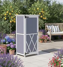Gartenschrank Nella Grau/Weiß Echtholz