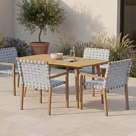 Gartensessel-Set 2-er Set Lauria Creme Holz/Textil