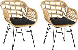 Gartensessel-Set 2-er-Set Naturfarben/Schwarz