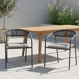 Gartensessel-Set Benicio Grau Polywood/Textilene