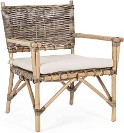 Gartensessel Tarifa aus Rattan mit Kissen, Boho