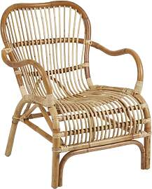 Gartensessel Vallda mit Armlehne aus Rattan, Boho