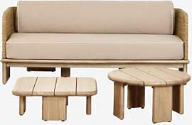 Gartenset Mit 3-sitzer-sofa Und 2 Couchtischen Aus 