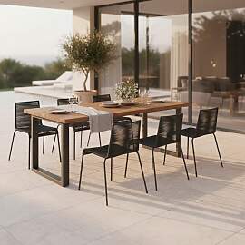Gartenset Suna Schwarz Holz/Textil/Metall +