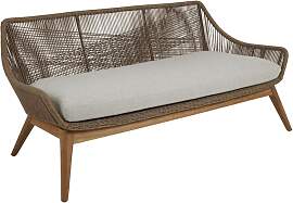 Gartensofa Hassel mit Kissen aus Teak und Rattan,