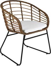 Gartenstuhl Covelo mit Kissen aus Rattan und