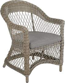 Gartenstuhl Kamomill mit Kissen aus Kunst-Rattan,