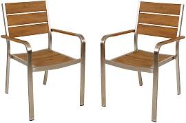 Gartenstuhl-Set Florence Teak/Champagner 2er-Set