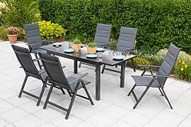 Gartentisch ausziehbar ca. 200x90 cm Alu/Glas