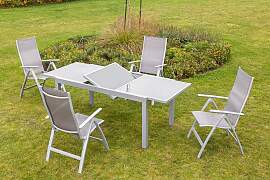 Gartentisch ausziehbar Metall/Glas L: 160-220 cm