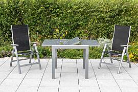 Gartentisch ausziehbar Semi Metall/Glas L: 80-120
