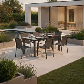 Gartentisch in Graphitfarben ausziehbar
