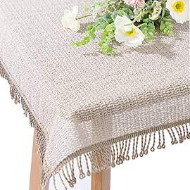 Gartentischdecke mit Fransen | Beige - Eckig -