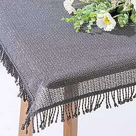Gartentischdecke mit Fransen | Grau/Anthrazit -