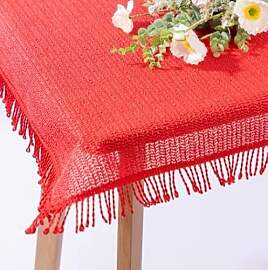 Gartentischdecke mit Fransen | Rot - Eckig -