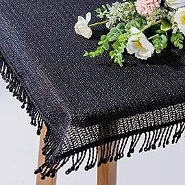 Gartentischdecke mit Fransen | Schwarz - Eckig -