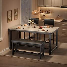 Garvee Esstisch Set 4-Teilig, Esszimmertisch Mit 2 