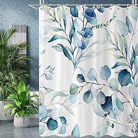 GCIREC Blau Eukalyptusblatt Stall Duschvorhang,