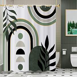 GCIREC Duschvorhang, 180x180cm, Green Weiß Gelb