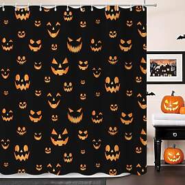 GCIREC Duschvorhang, 180x180cm, Schwarz Halloween