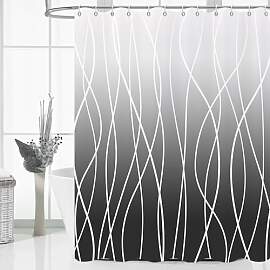 GCIREC Duschvorhang, 180x180cm, Schwarz Ombre