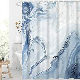 GCIREC Duschvorhang, 180x200cm, Blau Weiße Textur 