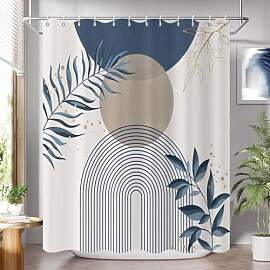 GCIREC Duschvorhang, 180x200cm, Blaues Khaki Boho