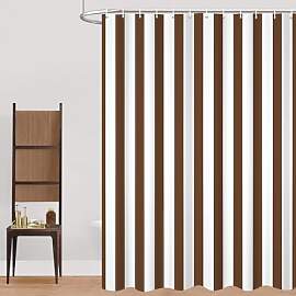 GCIREC Duschvorhang, 180x200cm, Braun und Weiß