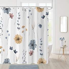 GCIREC Duschvorhang, 180x200cm, Hellgelb Blau Rosa 