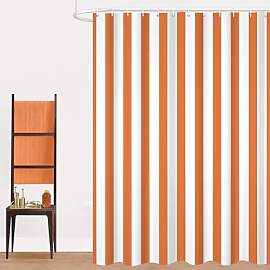 GCIREC Duschvorhang, 180x200cm, Orange und Weiß