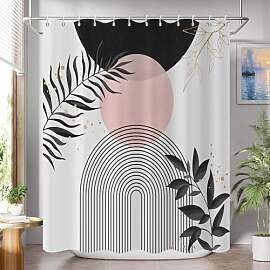 GCIREC Duschvorhang, 180x200cm, Schwarz Rosa Boho