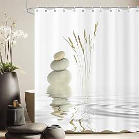 GCIREC Duschvorhang, 180x200cm, Zen Spa Steine