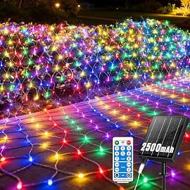 GCMacau 2500mAh Solar Lichternetz Außen, 3x2m 204 