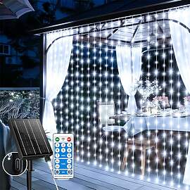 GCMacau Solar Lichtervorhang Aussen, 6x3M 600 LEDs 