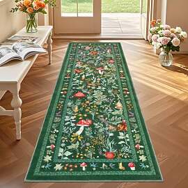 Geanup Teppich Läufer Flur 60x180 cm, Grün