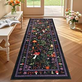 Geanup Teppich Läufer Flur 60x180 cm, Schwarz