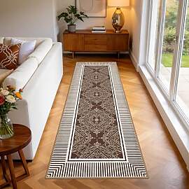 Geanup Teppich Läufer Flur 60x180cm, Braun
