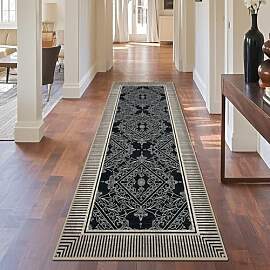 Geanup Teppich Läufer Flur 80x200cm, Schwarz