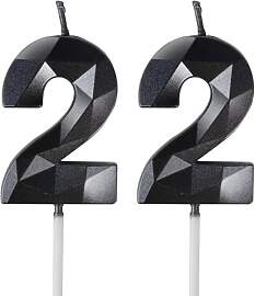 Geburtstagskerzen Zahl 22 Schwarz - 3D Schwarze