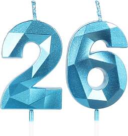 Geburtstagskerzen Zahl 26 Blau - 3D Blaue Kerzen