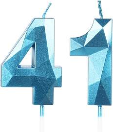 Geburtstagskerzen Zahl 41 Blau - 3D Blaue Kerzen
