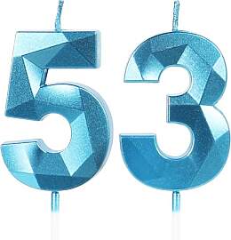 Geburtstagskerzen Zahl 53 Blau - 3D Blaue Kerzen