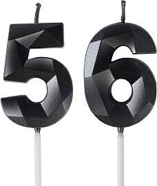 Geburtstagskerzen Zahl 56 Schwarz - 3D Schwarze