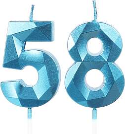 Geburtstagskerzen Zahl 58 Blau - 3D Blaue Kerzen
