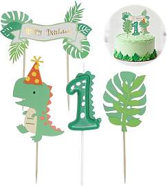 Geburtstagskerzen Zahlen 1 Dinosaurier Set,