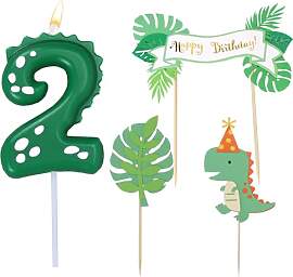Geburtstagskerzen Zahlen 2, Dinosaurie Kerze 2